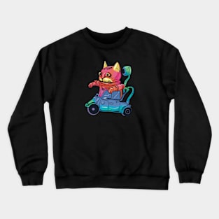 Robot Cat Driver Crewneck Sweatshirt